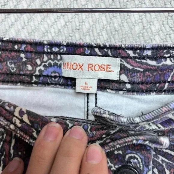 Knox Rose Womens Purple Paisley Corduroy Mini Skirt Sz 6 Nwt Bohemian 70S - Picture 3 of 7
